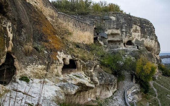 a Ancient caves in the Crimean mountains.