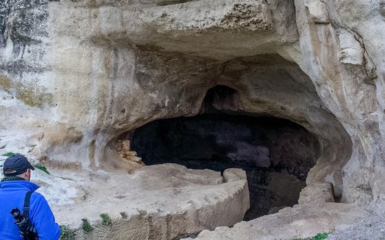 a Ancient caves in the Crimean mountains.