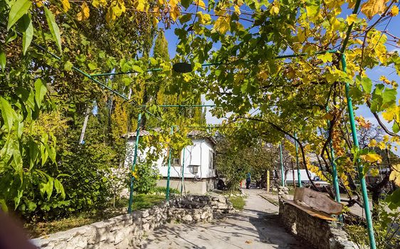 The architecture of the old streets in Sevastopol. Old houses.