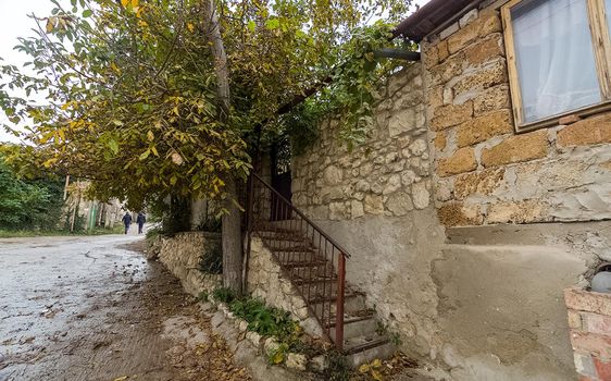 The architecture of the old streets in Sevastopol. Old houses.