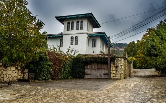 The architecture of the old streets in Sevastopol. Old houses.