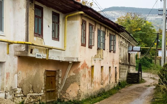 The architecture of the old streets in Sevastopol. Old houses.