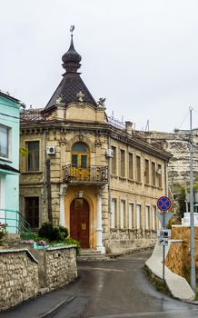 The architecture of the old streets in Sevastopol. Old houses.