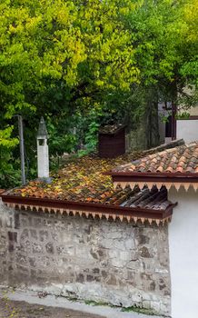 The architecture of the old streets in Sevastopol. Old houses.