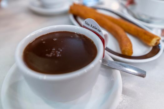 In Spain it is very typical to have chocolate with churros for breakfast.