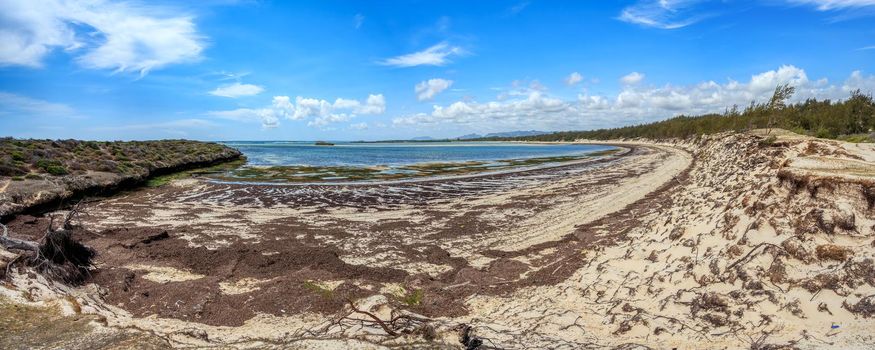 panorama of beach in Antsiranana in low tide, Diego Suarez bay, Indian ocean, Madagascar beautiful nature landscape