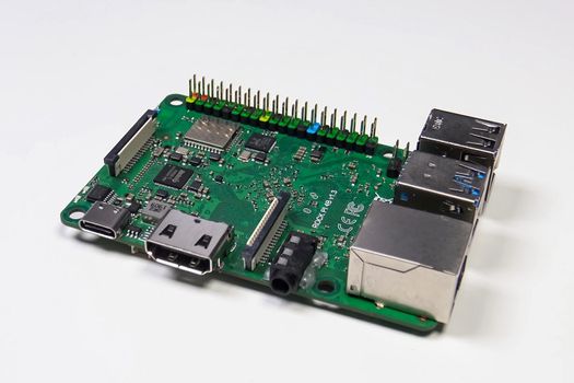 USB on the board of the minicomputer. Computer components.