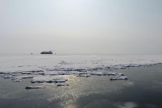 The tanker is filled with liquefied natural gas, transporting gas by sea.