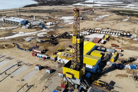 Drilling rig for oil and gas well drilling. Drilling rig for oil and gas well drilling.