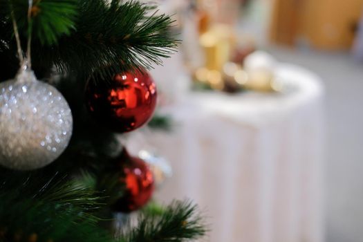 christmas spruce pine tree branch. festive ornament decoration. xmas festival