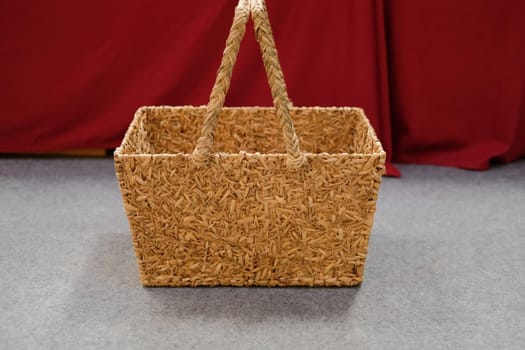 woven wicker rattan craft basket. natural material for environment conservation