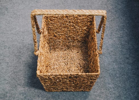 woven wicker rattan craft basket. natural material for environment conservation