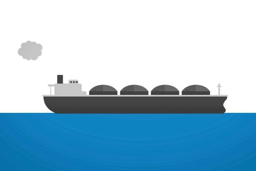 Transportation of liquefied gas on a tanker. Illustration of the hydrocarbon transportation scheme.