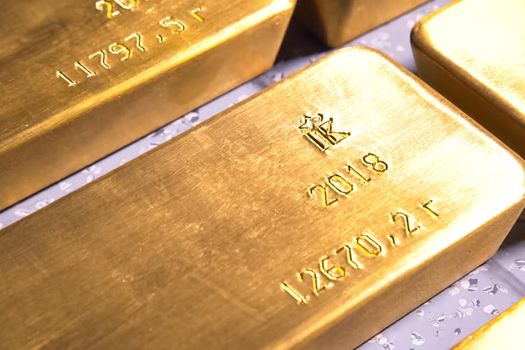 Gold bars. Gold in the form of bullion.