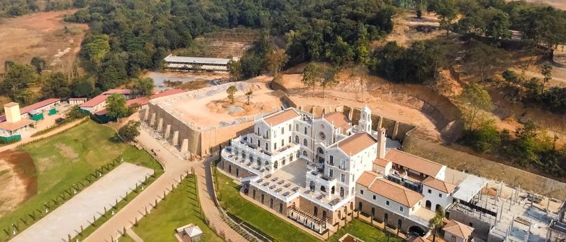 Accommodation in Spain, country resorts and recreation, view from above on the houses.