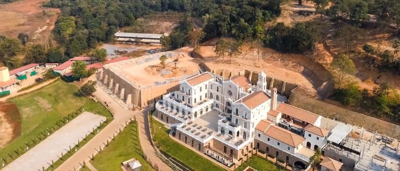 Accommodation in Spain, country resorts and recreation, view from above on the houses.