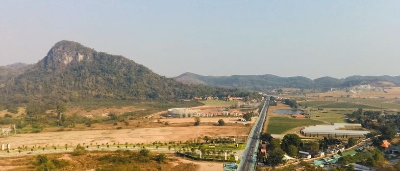 Accommodation in Spain, country resorts and recreation, view from above on the houses.