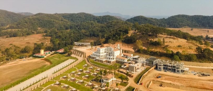 Accommodation in Spain, country resorts and recreation, view from above on the houses.