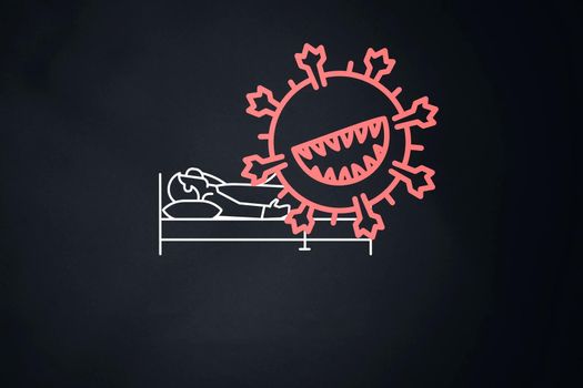An image of the virus. Drawing a coronavirus illustration.