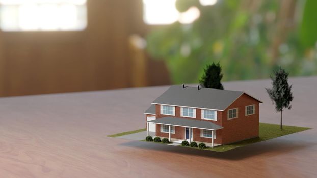 Real estate business, housing investment. Fancy suburban house, abstract concept. Digital 3D render.