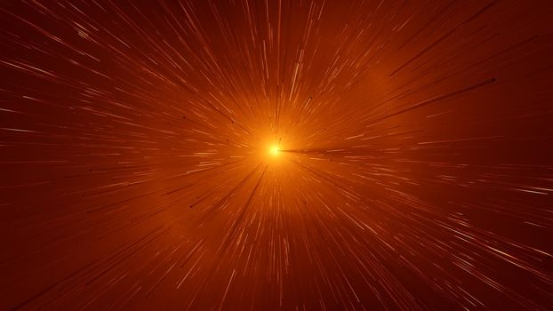 Orange supernova explosion, big bang, cosmos, universe concept. Digital 3D render.