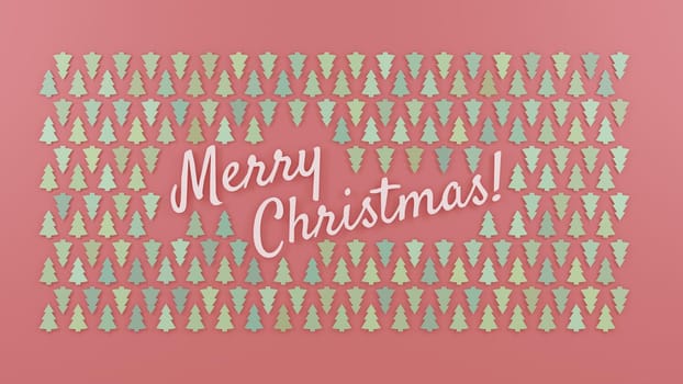 Christmas card design with pastel colors on pink background. Digital 3D render.