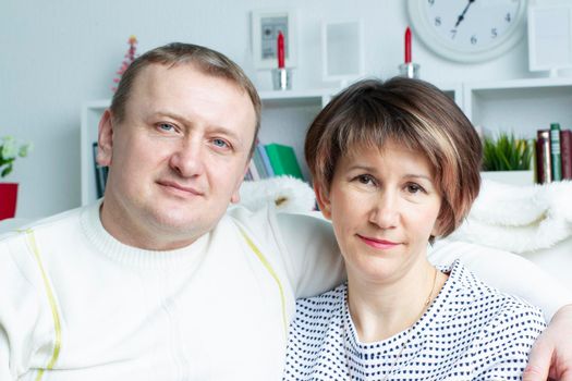 Portrait of a middle-aged man and woman. Married couple. Married couple.