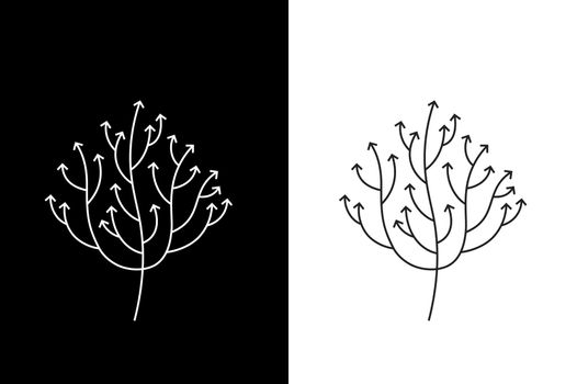 Abstract Growing Arrow Tree That Symbolizes Development And Growth. Conceptual Vector Illustration.