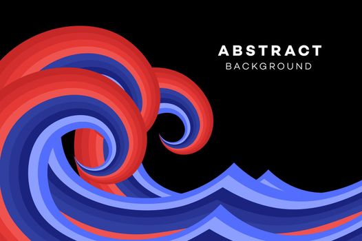 Abstract Red-Blue Wave On The Black Background. Conceptual Vector Illustration.