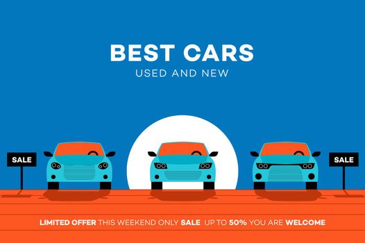 Best Cars In The City. Vector Illustration For Rent Or Trading Company.