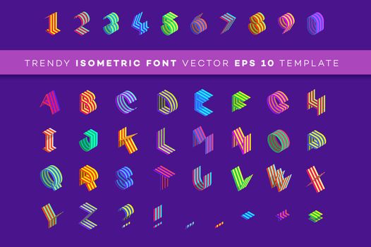 Isometric 3d Font. Modern Paper Style Design Element. Colorful Alphabet Template, Vector Illustration.