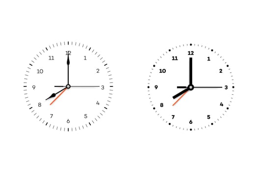 Empty Clock Face. Isolated On White Backgound Vector Illustration.