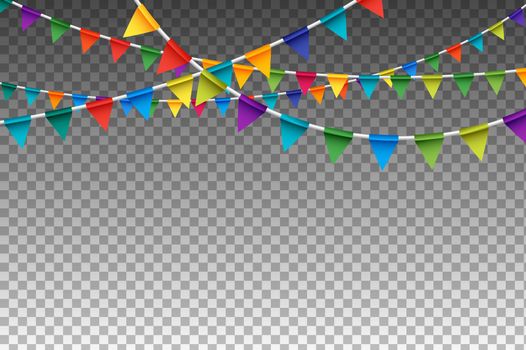 Colorful Isolated Garland With Party Flags. Vector Illustration.