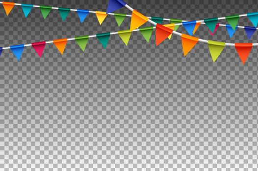 Colorful Isolated Garland With Party Flags. Vector Illustration.