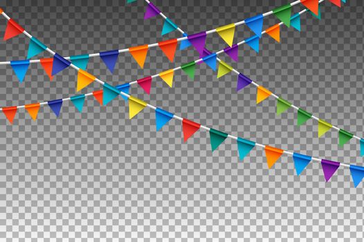 Colorful Isolated Garland With Party Flags. Vector Illustration.