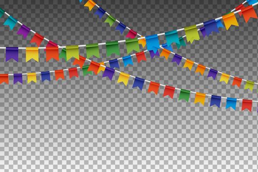 Colorful Isolated Garland With Party Flags. Vector Illustration.