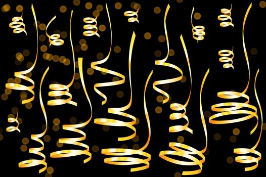 Set Of Realistic Golden Serpentine Ribbons. Isolated Vector Design Element. Holiday Decoration.