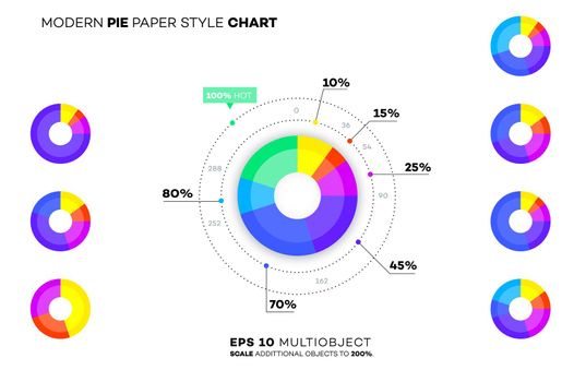 Modern Paper Style Pie Chart. Vector Template And Mockup For Your Business Brochure, Infogrphics Or Presentation Design.