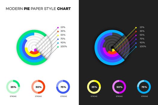 Modern Paper Style Pie Chart. Vector Template And Mockup For Your Business Brochure, Infogrphics Or Presentation Design.