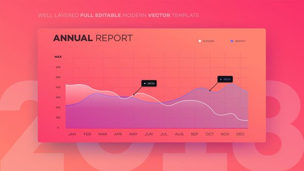 Full Editable Infographic Chart. Modern Vector Infochart With Analityc Annual Report. Template For Your Business Brochure UI Elements Or Presentation Design.