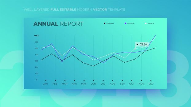 Full Editable Infographic Chart. Modern Vector Infochart With Analityc Annual Report. Template For Your Business Brochure UI Elements Or Presentation Design.