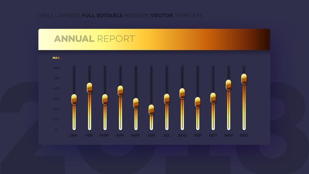 Full Editable Infographic Chart. Modern Vector Infochart With Analityc Annual Report. Template For Your Business Brochure UI Elements Or Presentation Design.