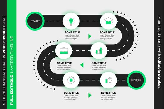 Layered Infographic Timeline. Vector Roadmap, Template For Modern Business Presentation, Annual Reports, Layouts.