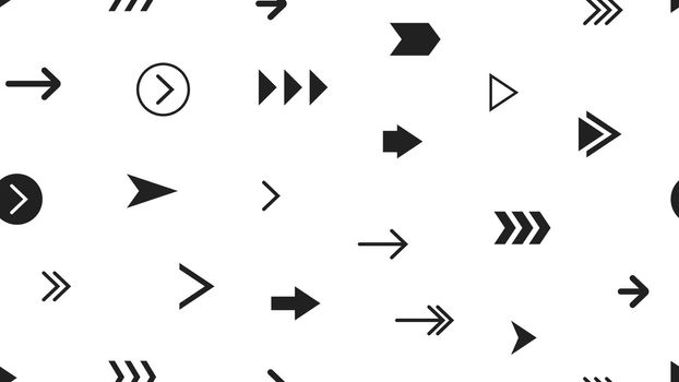 Seamless Modern Monochrome Pattern With Arrows. Most Popular Black Arrows On White Background.