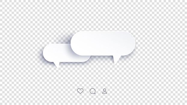 Vector Perfect Paper Style Speech Bubbles. Blank Isolated 3D Paper Stickers On Transparent Background.