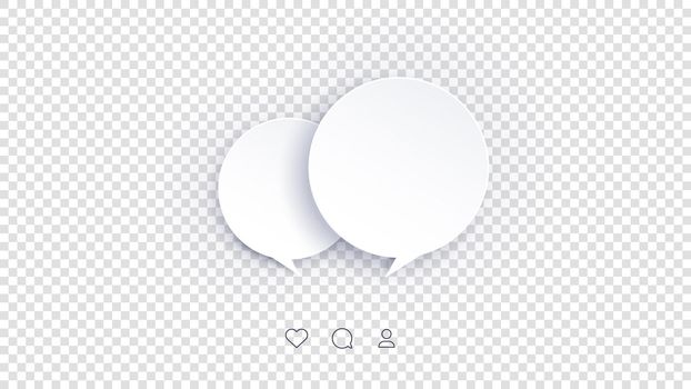 Vector Perfect Paper Style Speech Bubbles. Blank Isolated 3D Paper Stickers On Transparent Background.