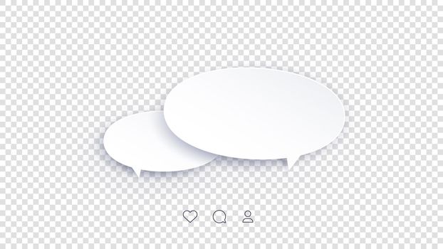 Vector Perfect Paper Style Speech Bubbles. Blank Isolated 3D Paper Stickers On Transparent Background.