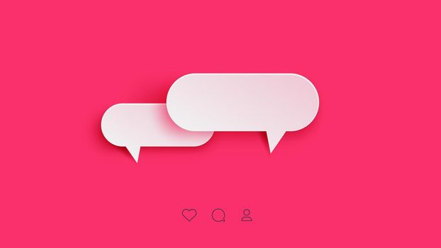 Vector Perfect Paper Style Speech Bubbles. Blank Isolated 3D Paper Stickers On Bright Pink Background.