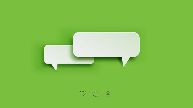 Vector Perfect Paper Style Speech Bubbles. Blank Isolated 3D Paper Stickers On Green Background.
