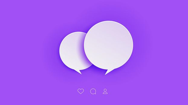 Vector Perfect Paper Style Speech Bubbles. Blank Isolated 3D Paper Stickers On Violet Background.